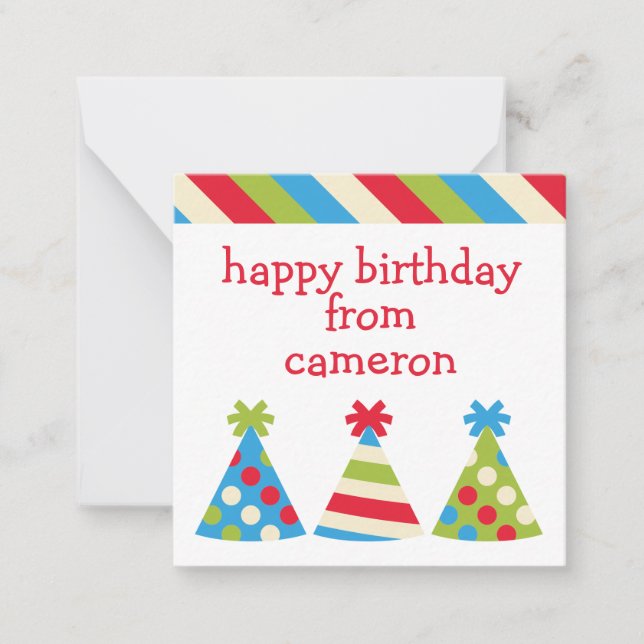 Party Hats Personalised Gift Enclosure Cards (Front)