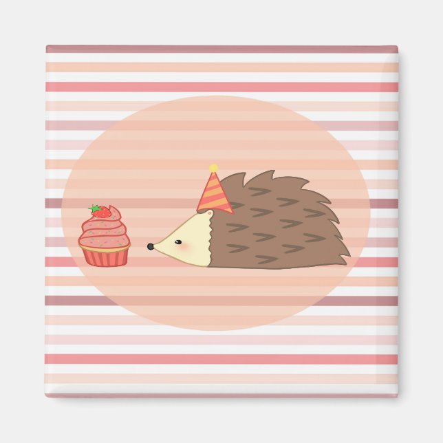 Party Hedgehog and Cupcake Magnet (Front)
