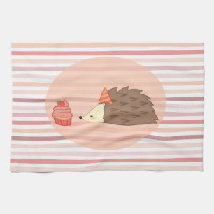 Party Hedgehog and Cupcake Tea Towel