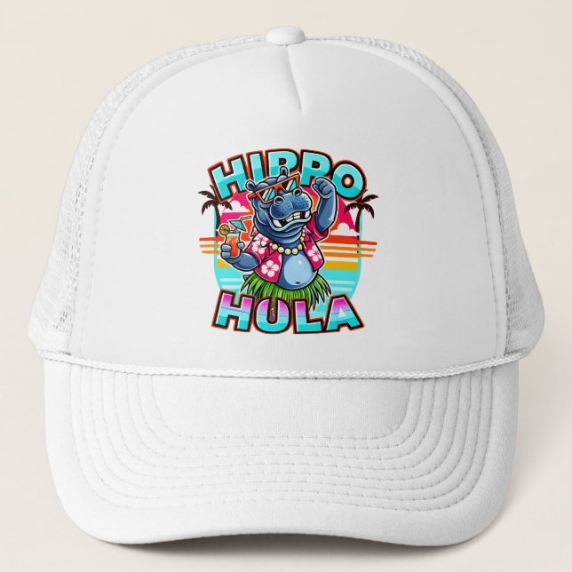 Party Hippo Paradise Trucker Hat (Front)