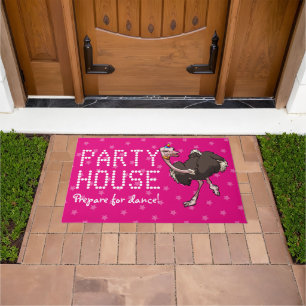 Party House Prepare For Dance! Ostrich Cartoon Doormat