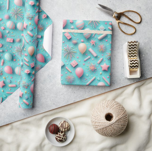Party in Blue Wrapping Paper (Crafts)