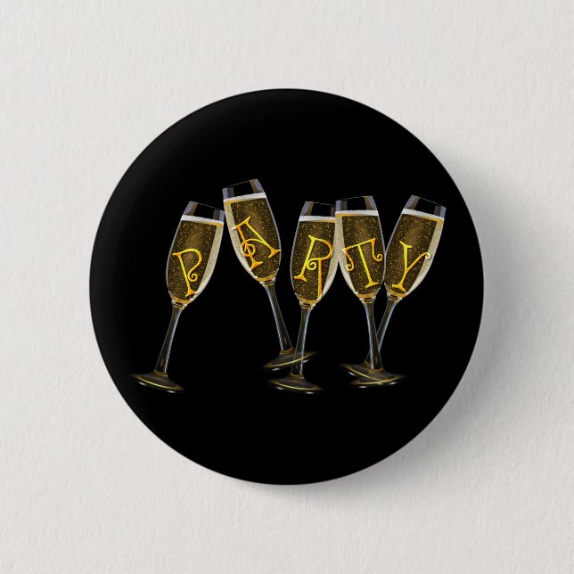 Party in Champagne 6 Cm Round Badge (Front)