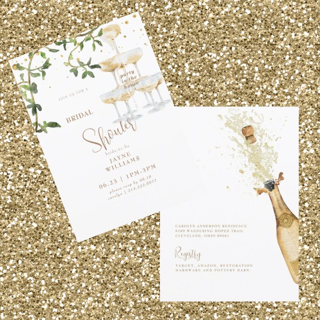 Party in the House Champagne Tower 3 Bridal Shower Invitation (Creator Uploaded)