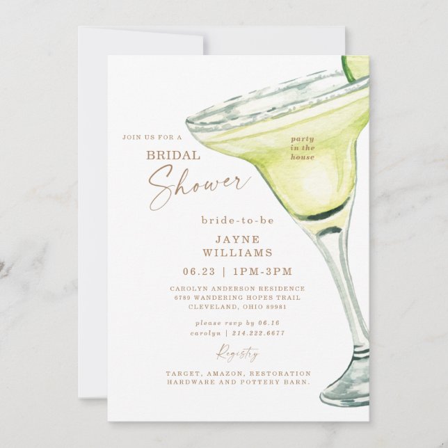 Party in the House II Margarita Bridal Shower  Invitation (Front)