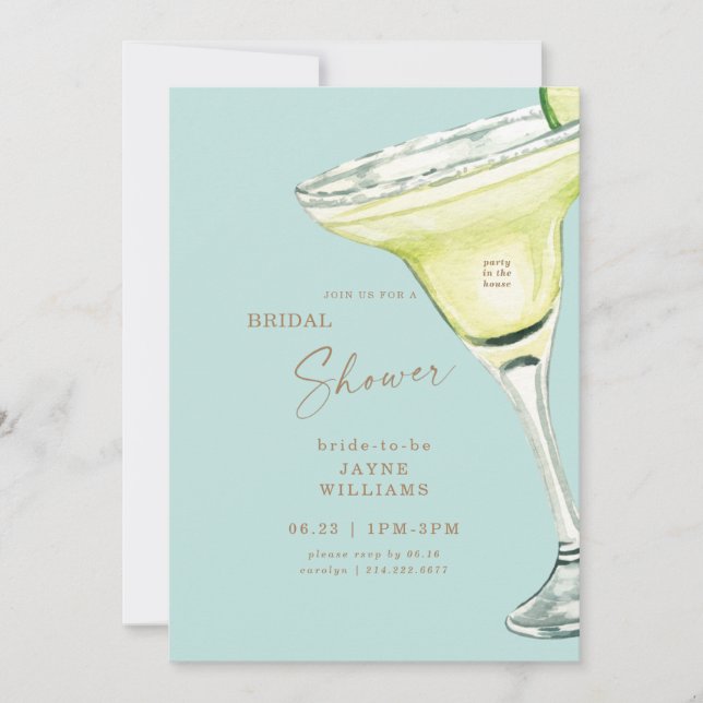 Party in the House Margarita Turquoise Shower  Inv Invitation (Front)