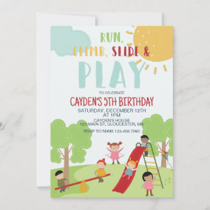 Party in the Park Playground Birthday Invitation