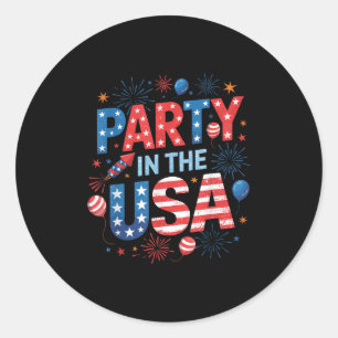 Party In The Usa 4th Of July America Independence Classic Round Sticker