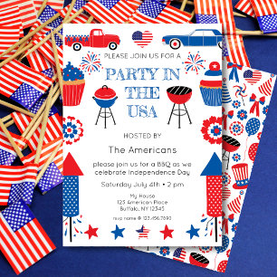 Party In The USA 4th of July BBQ Invitation