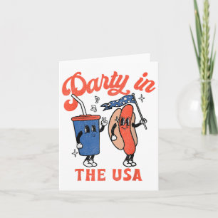 Party In The Usa 4th Of July Cute Soda And Hotdog Card