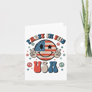 Party In The Usa 4th Of July Preppy Smile Kids Men Card