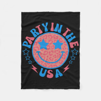 Party In The Usa 4th Of July Preppy Smile Kids Tee Fleece Blanket
