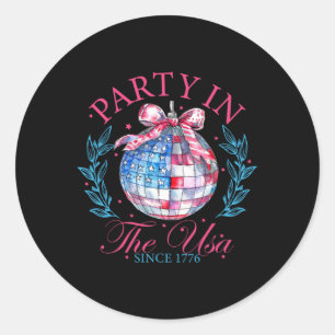 Party In The Usa Coquette 4th Of July Women Girls  Classic Round Sticker