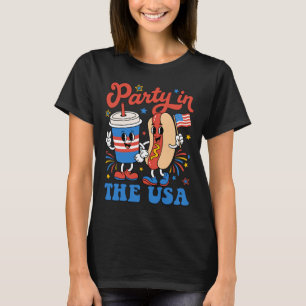 Party In The Usa Cute Soda And Hotdog Patriotic 4t T-Shirt