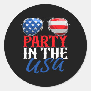 Party In The Usa Funny 4th Of July American Flag S Classic Round Sticker