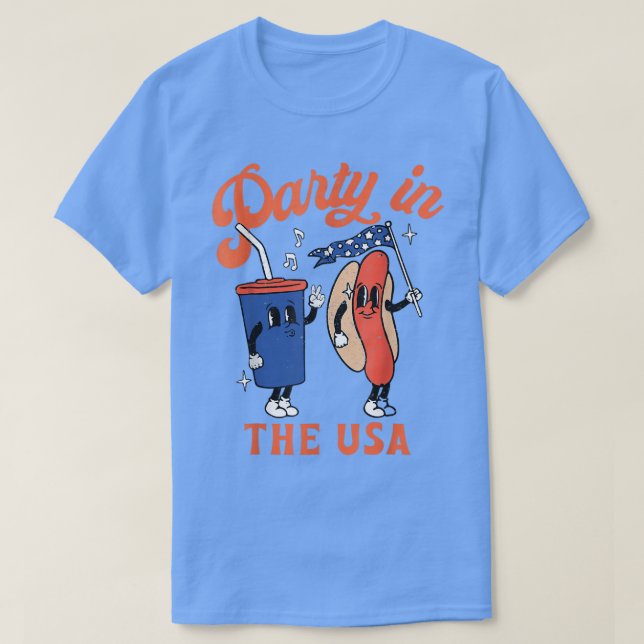 Party In The USA  Hot Dog Lover Usa Funny 4th Of J T-Shirt (Design Front)