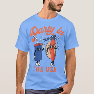 Party In The USA  Hot Dog Lover Usa Funny 4th Of J T-Shirt