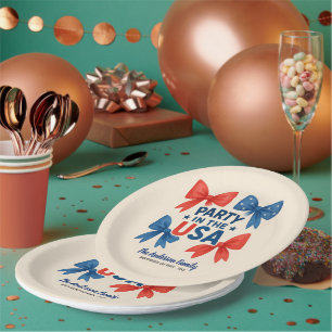 Party in the USA Patriotic 4th of July Custom Paper Plate