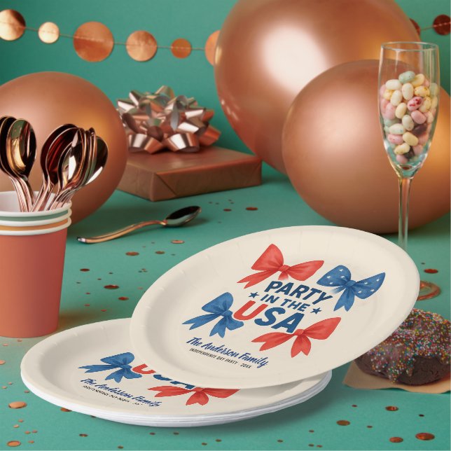 Party in the USA Patriotic 4th of July Custom Paper Plate (Multi)