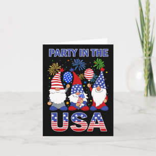 Party In The Usa Patriotic Gnome Flag 4th July Kid Card