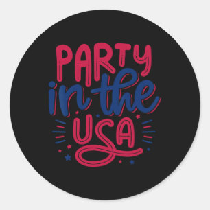 Party In The Usa Vintage Independence Day 4th Of J Classic Round Sticker