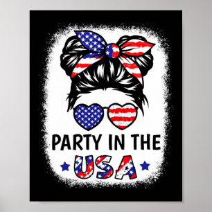 Party In Usa Shirt Girl 4th Of July American Flag Poster