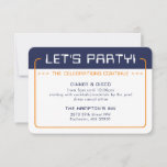 PARTY INFO INSERT modern gaming navy blue orange Invitation<br><div class="desc">by kat massard >>> www.simplysweetPAPERIE.com <<< A simple design for your PARTY CARDS - to match your main invitations. Love the design, but would like to see some changes - another colour scheme, product, add a photo or adapted for a different occasion - no worries simply contact me, KAT@SIMPLYSWEETPAPERIE.COM I...</div>