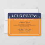 PARTY INFO INSERT modern gaming navy blue orange Invitation<br><div class="desc">by kat massard >>> www.simplysweetPAPERIE.com <<< A simple design for your PARTY CARDS - to match your main invitations. Love the design, but would like to see some changes - another colour scheme, product, add a photo or adapted for a different occasion - no worries simply contact me, KAT@SIMPLYSWEETPAPERIE.COM I...</div>