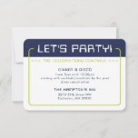 PARTY INFO INSERT modern gaming navy lime green Invitation<br><div class="desc">by kat massard >>> www.simplysweetPAPERIE.com <<< A simple design for your PARTY CARDS - to match your main invitations. Love the design, but would like to see some changes - another colour scheme, product, add a photo or adapted for a different occasion - no worries simply contact me, KAT@SIMPLYSWEETPAPERIE.COM I...</div>