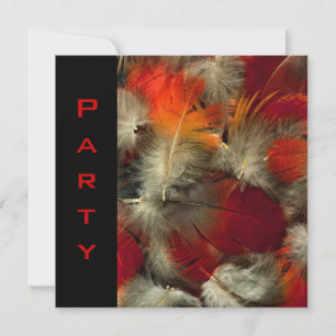Party Invitation All Occasions Feathers Black Red