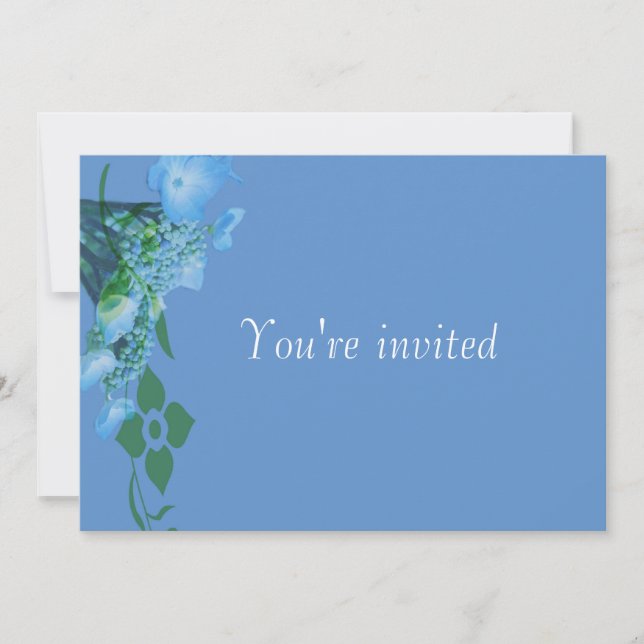 party invitation blue hydrangea flowers (Front)