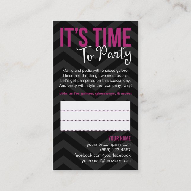 Party Invitation Business Cards (Front)