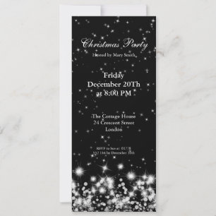 Party Invitation Elegant Winter Sparkle Black