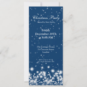 Party Invitation Elegant Winter Sparkle Royal Blue