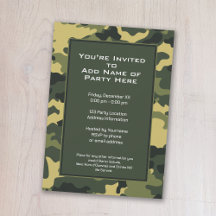 Party Invitation: Green Military Camouflage