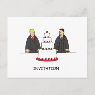 Party invitation two grooms gay civil union. postcard