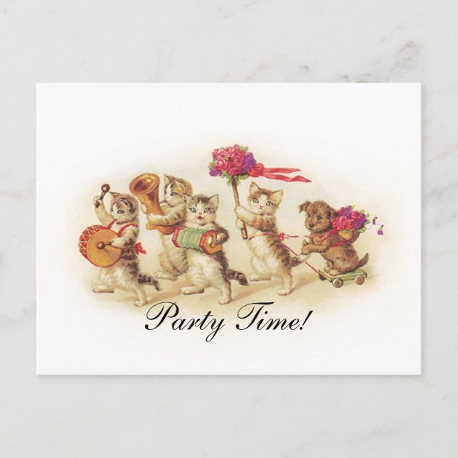 Party Invitation with a Kitten Parade Postcard (Front)