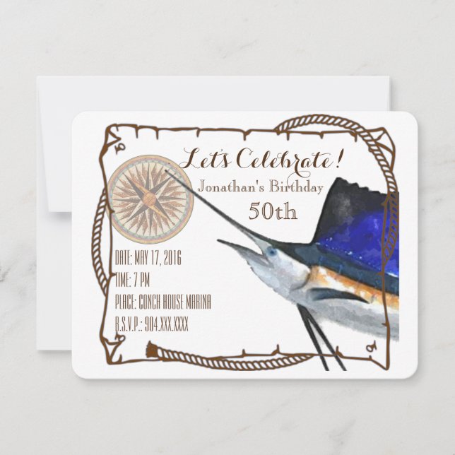 Party Invitation with Sailfish (Front)