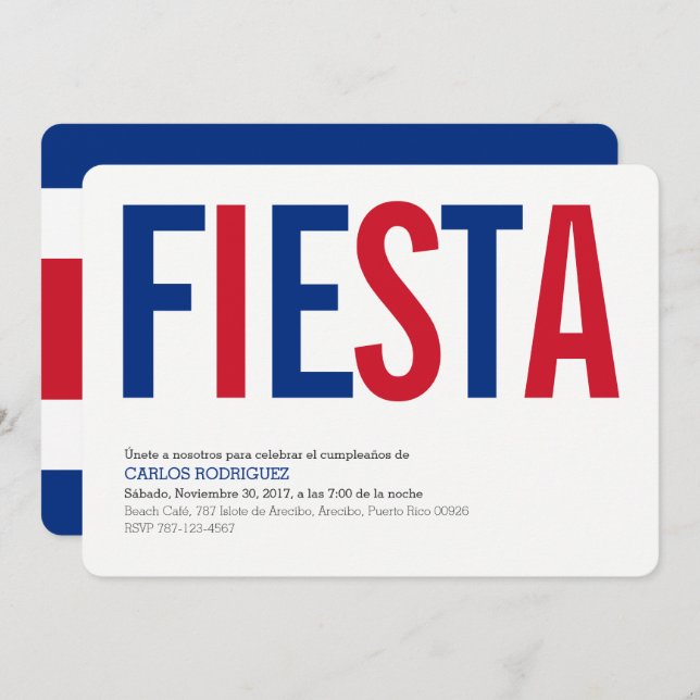 Party: Invitations: Costa Rica: Costa Rican Flag Invitation (Front/Back)