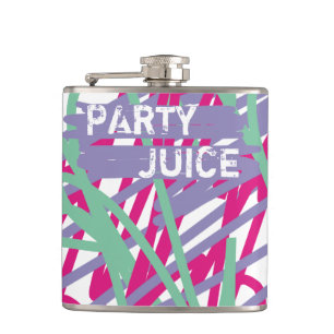 Party Juice 80s eighties colour medley crayon arts Hip Flask