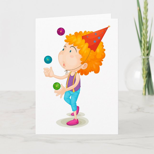 Party Kid Juggling Colourful Balls Card (Creator Uploaded)