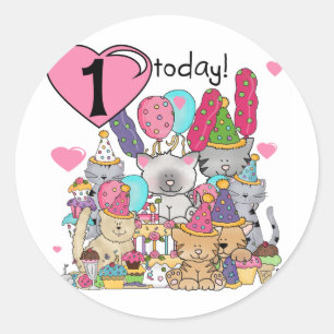 Party Kittens 1st Birthday Tshirts and Gifts Classic Round Sticker