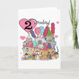 Party Kittens 2nd Birthday T-shirts and Gifts Card