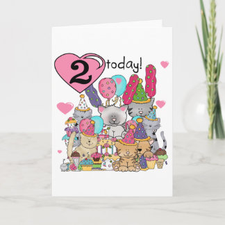Party Kittens 2nd Birthday T-shirts and Gifts Card