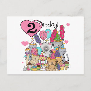 Party Kittens 2nd Birthday T-shirts and Gifts Invitation Postcard