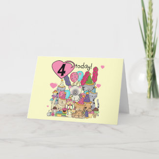Party Kittens 4th Birthday T-shirts and gifts Card