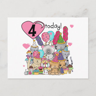 Party Kittens 4th Birthday T-shirts and gifts Invitation Postcard