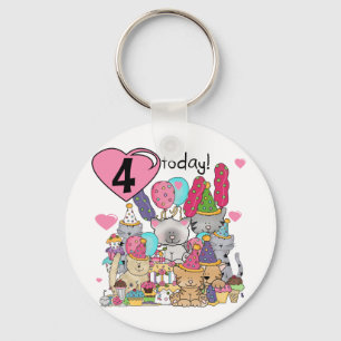 Party Kittens 4th Birthday T-shirts and gifts Key Ring