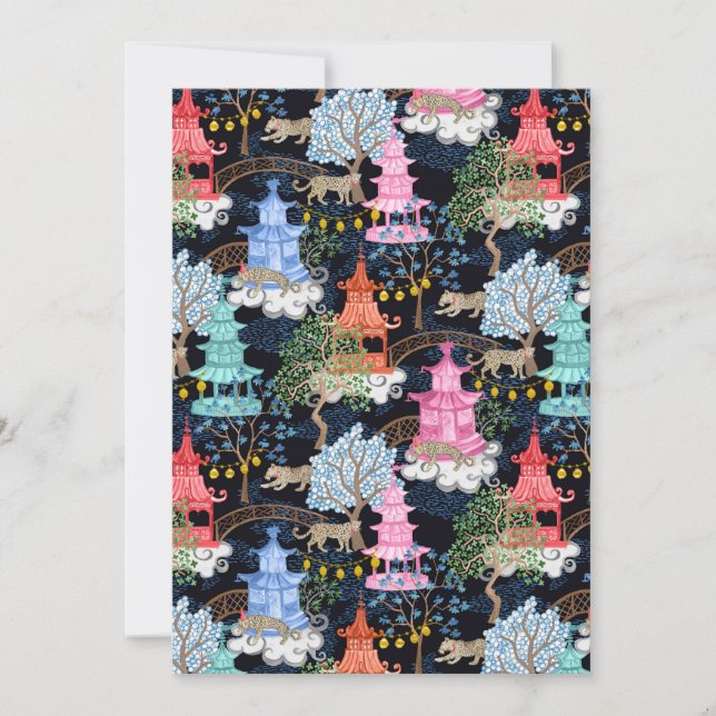 Party Leopards on Black Invitation (Front)