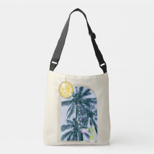 Party Lights, Cocktails and Disco Ball under Palms Crossbody Bag
